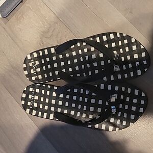 Coach Black White Gingham Amel Flip Flops Sandals Women’s Size 7-8 Bows Checks